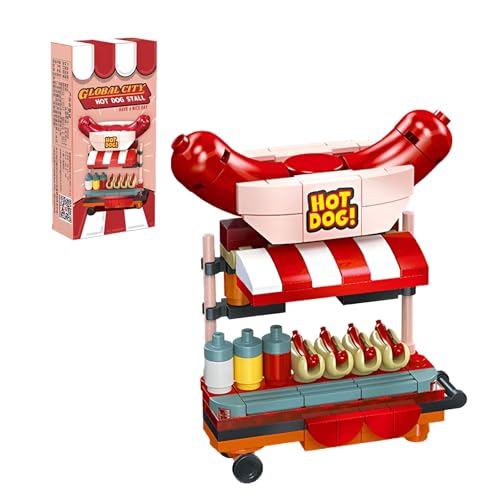 MirthMakers Hotdog-Stand Bauklötze-Set – Stadtstraßenmarkt-Bausatz, Kreative Szenen-Bauklötze, STEM-Lernspielzeug, Kinder ab 8 Jahren (103 Teile) von MirthMakers