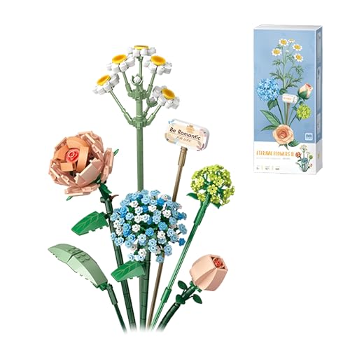 MirthMakers Mini Ziegelsteine Blumenstrauß-Baukästen, Künstliche Blumen, Baukastensystem Heimdekoration, Geschenk für Frauen Geburtstag, Muttertag, Valentinstag (680PCS) von MirthMakers