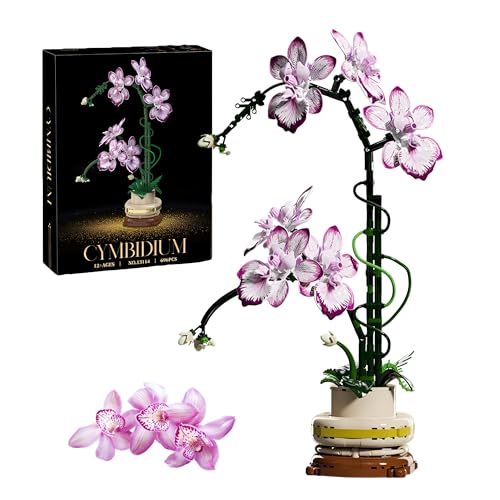 MirthMakers Orchideenblüten-Bausteinset – 696-teiliges Oncidium-Topfpflanzen-Bausteinset, Dekoration Homeoffice, DIY-Botanik-Sammlung für Erwachsene, Frauen zum Geburtstag, Muttertag von MirthMakers