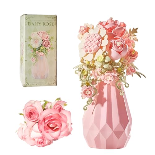 MirthMakers Rosenblumen-Bausteinset – 487-teiliges Blumenstrauß-Bausteinset mit Vase, Kunstblumen, botanischer Sammlung, eleganter Wohnraumdekoration, Frauen und Mädchen MirthMakers Rosenblumen-Bausteinset – 487-teiliges Blumenstrauß-Bausteinset mit Vase, Kunstblumen, botanischer Sammlung, eleganter Wohnraumdekoration, Frauen und Mädchen von MirthMakers