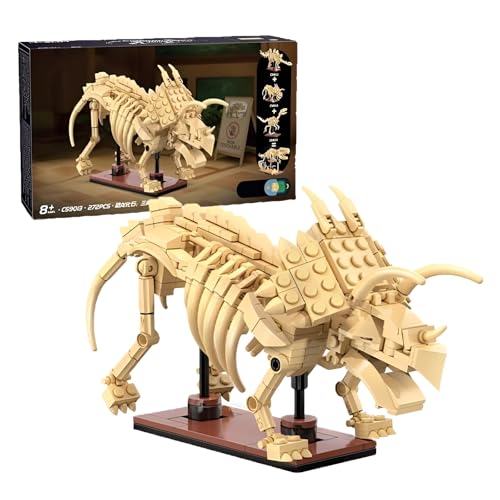 MirthMakers Skelett Dinosaurier Bauklötze Garnitur - 272PCS Triceratops Leuchtend Blöcke Steine Spielzeug, Idee für Heim Büro Dekoration, Geburtstagsgeschenk für Erwachsene und Kinder ab 6 Jahren von MirthMakers