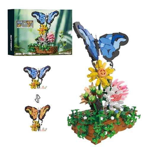 MirthMakers Zweifarbiges Schmetterlingsblumen-Bausteinset - 686 Teile Insekten-Pflanzen-Bausteine-Set, Dekoration für Zuhause und Büro, STEM-Lernspielzeug, Kreative Geschenk für Erwachsene und Kinder MirthMakers Zweifarbiges Schmetterlingsblumen-Bausteinset - 686 Teile Insekten-Pflanzen-Bausteine-Set, Dekoration für Zuhause und Büro, STEM-Lernspielzeug, Kreative Geschenk für Erwachsene und Kinder von MirthMakers
