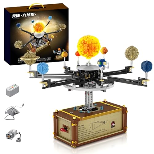 Raumfahrt Bausatz mit einstellbarer Geschwindigkeit, Sonnensystem Projektset, 9 Planeten Entdeckungs Baukasten, wissenschaftliches Astronomie Lernspielzeug für Jungen und Mädchen ab 8 Jahren (1469PCS) von MirthMakers