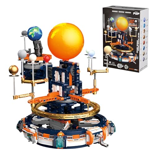 Solar System Baukasten - 730 Teile Drehbare Planetarium Bausteine mit 9 Planeten, STEM Lernspielzeug für Astronomie Fans und wissenschaftliche Astronomie Geschenke für 8 Jährige (Handkurbelversion) von MirthMakers