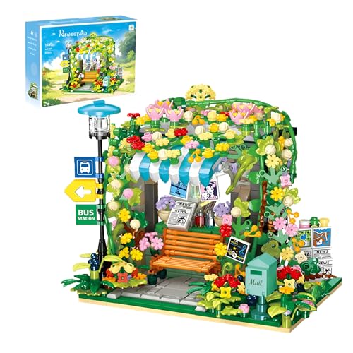 Stadt-Bushaltestellen-Bauset mit Blumen – 834 Teiliges Zeitungskiosk-Bausteinset, Urbane Straßenszene, Deko für Zuhause Büro, STEM-Lernspielzeug, Kreatives Geschenk für Erwachsene Kind ab 14 Jahren Stadt-Bushaltestellen-Bauset mit Blumen – 834 Teiliges Zeitungskiosk-Bausteinset, Urbane Straßenszene, Deko für Zuhause Büro, STEM-Lernspielzeug, Kreatives Geschenk für Erwachsene Kind ab 14 Jahren von MirthMakers