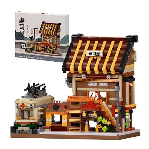 Sushi House Bausatz – 1393 Teile Japanisches Restaurant Bausatz mit Stadtbahn, Lebensmittelgeschäfts Model, Straßenansicht, Dekor Home, STEM-Lernspielzeug, Kreatives Geschenk für Erwachsene, Kinder Sushi House Bausatz – 1393 Teile Japanisches Restaurant Bausatz mit Stadtbahn, Lebensmittelgeschäfts Model, Straßenansicht, Dekor Home, STEM-Lernspielzeug, Kreatives Geschenk für Erwachsene, Kinder von MirthMakers