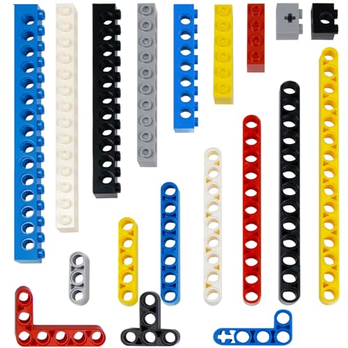 114 Stück Technische Bauteile-Set – Technical ersatzteile mit Liftarm, Lochbalken 1-16 Noppen, T-förmig & L-Träger, Kompatibel mit großen Marken, Spielzeug für Jungen, Erwachsene (6 Mischfarben) von Mirthben