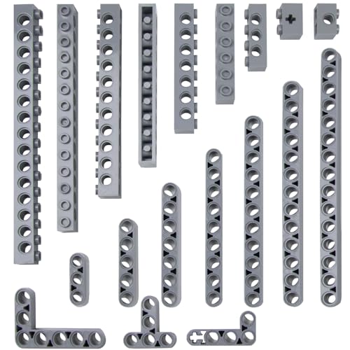 114 Stück Technische Bauteile-Set – Technical ersatzteile mit Liftarm, Lochbalken 1-16 Noppen, T-förmig & L-Träger, Kompatibel mit großen Marken, Spielzeug für Jungen, Erwachsene (Gray) von Mirthben