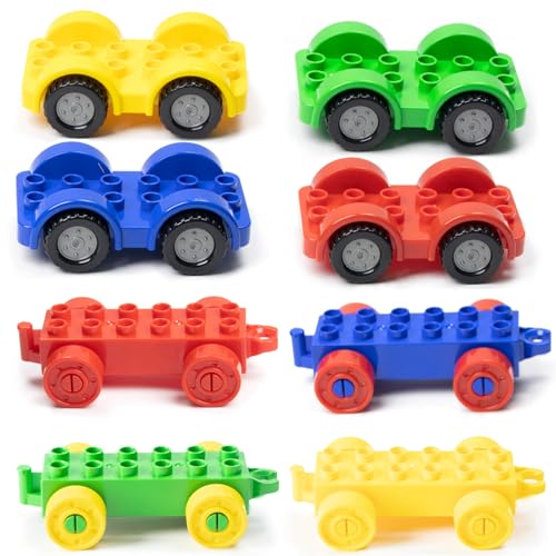 Mirthben 8 Stück Multifahrzeug Bausteine Set, kompatibel mit DUPLO, Bausteine Set Spielzeug Starterset für Kinder ab 3 Jahren, Zahlenzug & Spielzeugzug von Mirthben