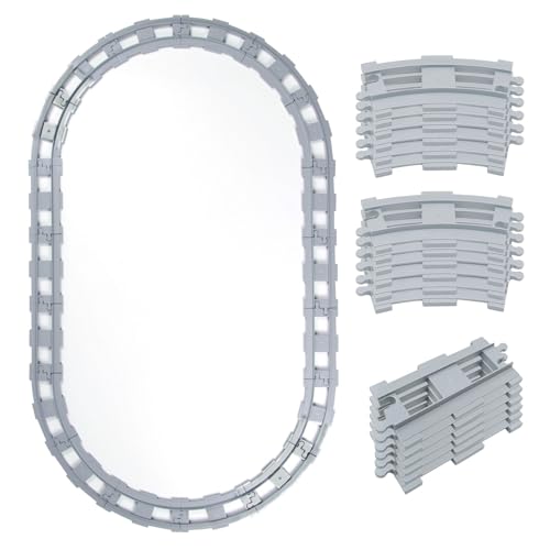 Mirthben 18pcs Oval Schienen Set, City Zug Schienen, bestehend aus Cross Track Gerade, Kurven Schienen, Spielzeug Eisenbahnschienen kompatibel mit dem Marktführer ab 2 Jahren von Mirthben