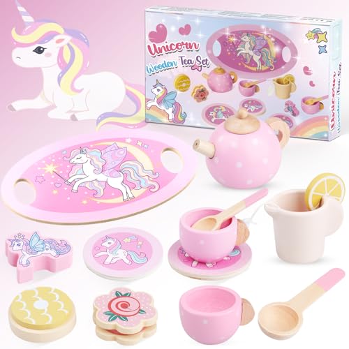 Einhorn Kinder Holz Teeservice Spielküche Zubehör, Einhorn Tee Set Teeparty Geschenke für Mädchen, Kindergeschirr Kinderküche Holzspielzeug Rollenspiele Geschenk für Mädchen Kinder Einhorn Spielzeug Einhorn Kinder Holz Teeservice Spielküche Zubehör, Einhorn Tee Set Teeparty Geschenke für Mädchen, Kindergeschirr Kinderküche Holzspielzeug Rollenspiele Geschenk für Mädchen Kinder Einhorn Spielzeug von Mirthigig
