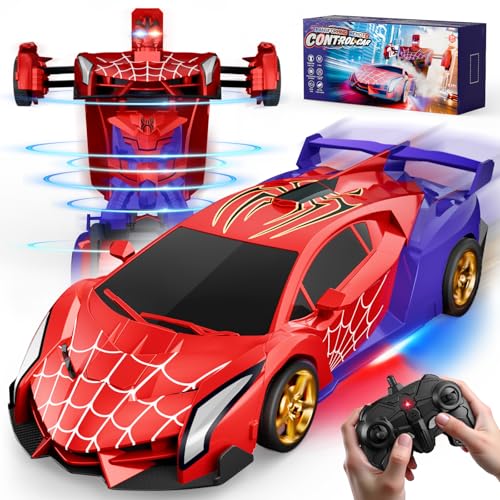 Ferngesteuertes Auto Transform mit LED-Augen & Unterbodenlicht, 2,4GHz Spider Rc Auto & 360° Drehung Roboter, Spielzeug ab 3 4 5 6 7 8 9 10 Jahre Junge Geschenk Junge Mädchen 3-12 Jahre Kinder Spiele von Mirthigig