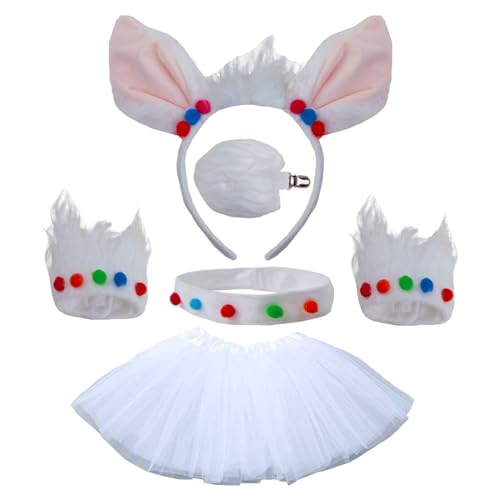 Alpakas Kostüm Mädchen Junge Cosplays Alpakas Ohren Stirnbänder Schwanz Choker Oversleeve Tier Fasching Kostüm Zubehör von Mirweon