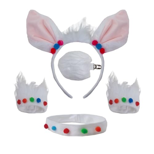 Alpakas Kostüm Mädchen Junge Cosplays Alpakas Ohren Stirnbänder Schwanz Choker Oversleeve Tier Fasching Kostüm Zubehör von Mirweon