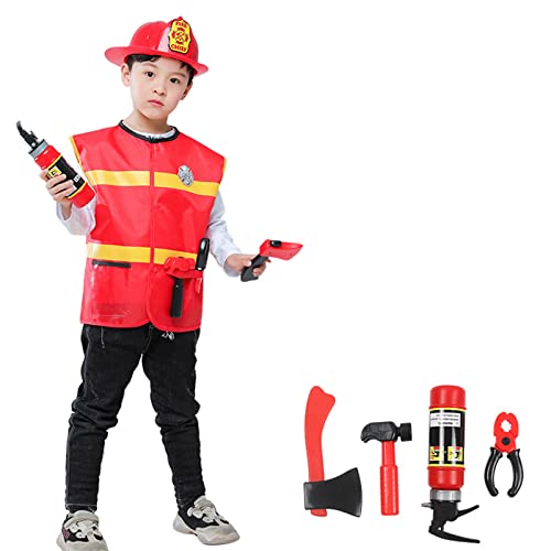 Feuerwehrmann-Kostüm-Set für Jungen und Kinder, Feuerwehrmann-Weste, Feuerwehrmann, Verkleidung, Kleidung, Outfit für Halloween von Mirweon