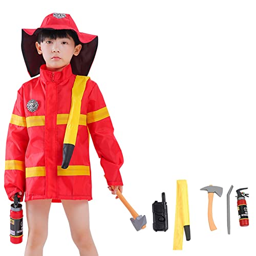 Feuerwehrmann-Kostüm-Set für Jungen und Kinder, Feuerwehrmann-Weste, Feuerwehrmann, Verkleidung, Kleidung, Outfit für Halloween von Mirweon