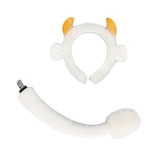 Mirweon 1/2-teiliges Tier-Yak-Kostüm-Set mit Yaks-Ohren, Haarreif, Yaks-Schwanz, Zubehör für Halloween, Kostümpartys, Geschenke Mirweon 1/2-teiliges Tier-Yak-Kostüm-Set mit Yaks-Ohren, Haarreif, Yaks-Schwanz, Zubehör für Halloween, Kostümpartys, Geschenke von Mirweon