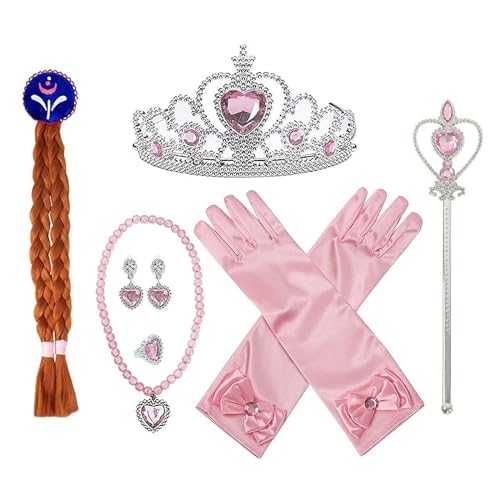 Mirweon 1 Set Mädchen Cosplay Zubehör Haar Krone Stirnband Handschuhe Zopf für Verkleidungen und Kostümpartys von Mirweon
