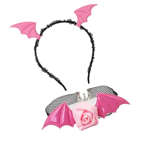 Mirweon 2-teiliges Halloween-Teufel-Kostüm-Set, Fledermaus-Stirnband, Blume, Spitze, Choker-Halskette für Halloween, Cosplay, Party-Zubehör, Fledermaus-Stirnband Mirweon 2-teiliges Halloween-Teufel-Kostüm-Set, Fledermaus-Stirnband, Blume, Spitze, Choker-Halskette für Halloween, Cosplay, Party-Zubehör, Fledermaus-Stirnband von Mirweon