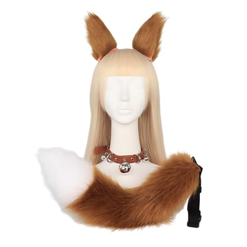 Mirweon 3-teiliges Tierkostüm für Erwachsene, Plüschohren, Stirnband, Schwanz, Choker, Tier-Kostüm-Zubehör Mirweon 3-teiliges Tierkostüm für Erwachsene, Plüschohren, Stirnband, Schwanz, Choker, Tier-Kostüm-Zubehör von Mirweon
