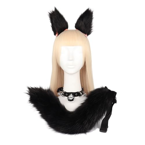 Mirweon 3-teiliges Tierkostüm für Erwachsene, Plüschohren, Stirnband, Schwanz, Choker, Tier-Kostüm-Zubehör Mirweon 3-teiliges Tierkostüm für Erwachsene, Plüschohren, Stirnband, Schwanz, Choker, Tier-Kostüm-Zubehör von Mirweon