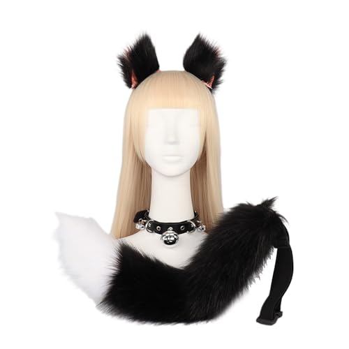 Mirweon 3-teiliges Tierkostüm für Erwachsene, Plüschohren, Stirnband, Schwanz, Choker, Tier-Kostüm-Zubehör Mirweon 3-teiliges Tierkostüm für Erwachsene, Plüschohren, Stirnband, Schwanz, Choker, Tier-Kostüm-Zubehör von Mirweon