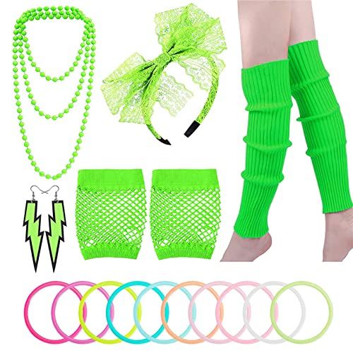 Mirweon 80er-Jahre-Kleid-Zubehör, inklusive Halskette, Ohrringe, Handschuhe, Beinwärmer, Stirnband für Halloween, 80er-Jahre-Party Mirweon 80er-Jahre-Kleid-Zubehör, inklusive Halskette, Ohrringe, Handschuhe, Beinwärmer, Stirnband für Halloween, 80er-Jahre-Party von Mirweon