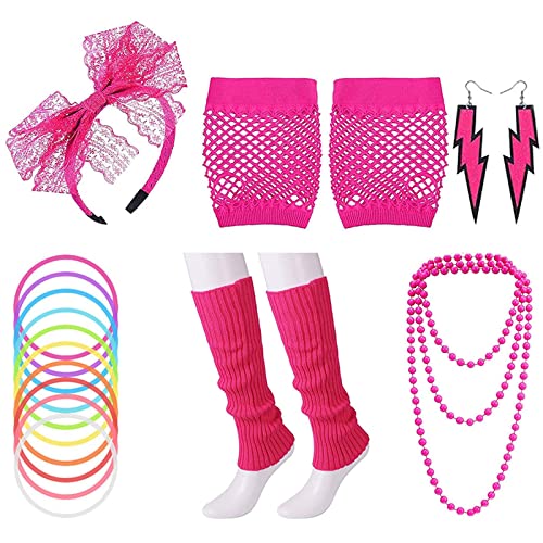Mirweon 80er-Jahre-Kleid-Zubehör, inklusive Halskette, Ohrringe, Handschuhe, Beinwärmer, Stirnband für Halloween, 80er-Jahre-Party Mirweon 80er-Jahre-Kleid-Zubehör, inklusive Halskette, Ohrringe, Handschuhe, Beinwärmer, Stirnband für Halloween, 80er-Jahre-Party von Mirweon