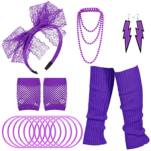Mirweon 80er-Jahre-Kleid-Zubehör, inklusive Halskette, Ohrringe, Handschuhe, Beinwärmer, Stirnband für Halloween, 80er-Jahre-Party Mirweon 80er-Jahre-Kleid-Zubehör, inklusive Halskette, Ohrringe, Handschuhe, Beinwärmer, Stirnband für Halloween, 80er-Jahre-Party von Mirweon
