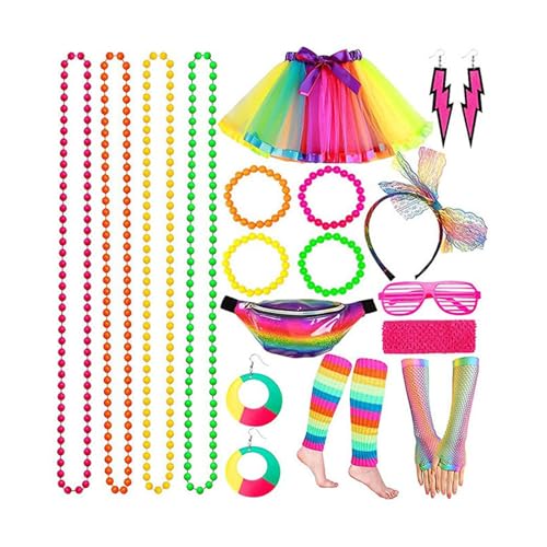 Mirweon 80er-Jahre-Kostüme für Damen, Kostümzubehör, Halloween, Weihnachten, Cosplay, Party, Tutu, Rock, Stirnband von Mirweon