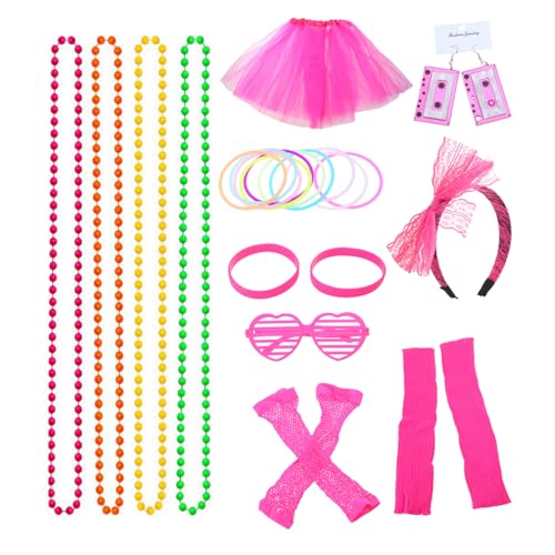 Mirweon 80er-Jahre-Kostüme für Damen, Kostümzubehör, Halloween, Weihnachten, Cosplay, Party, Tutu, Rock, Stirnband von Mirweon