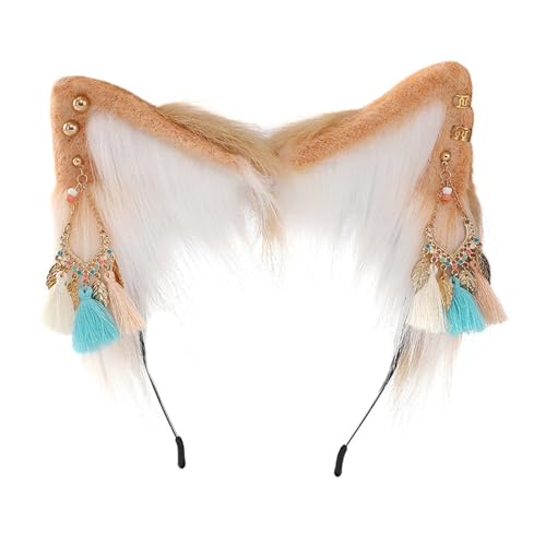 Mirweon Cartoon Füchse Ohr Stirnband Plüsch Karneval Party Kopfschmuck Cosplay Karneval Party Cosplay Anime Requisiten Unisex von Mirweon