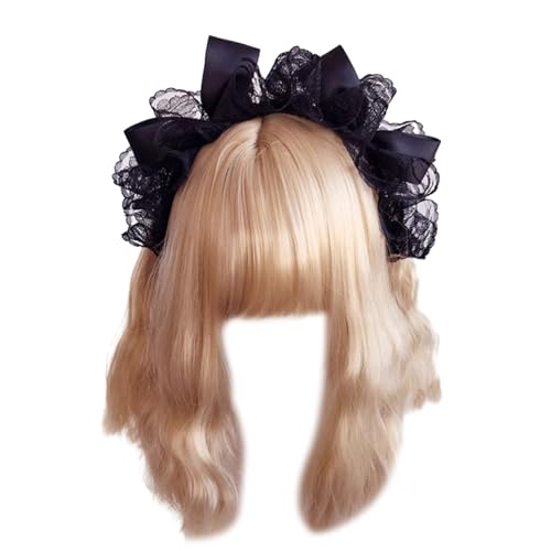 Mirweon Cosplay Party Spitze Stirnband Mädchen Anime Dienstmädchen Kostüm Lolitas Haarband mit Schleife Frauen Haarstyling-Zubehör von Mirweon