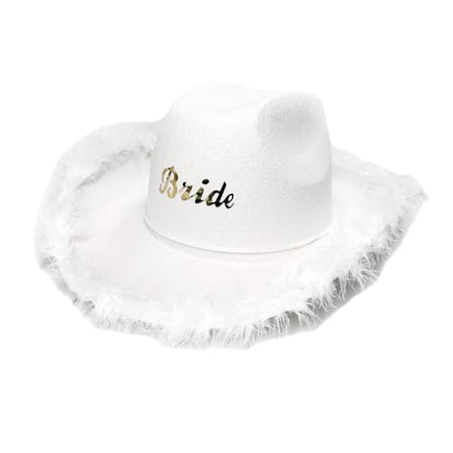 Mirweon Cowgirl-Hut für weibliche Braut, Cosplay, Kostüm, Cowboyhut, Junggesellinnenabschied, Kopfbedeckung, Hochzeitsfeier-Zubehör von Mirweon