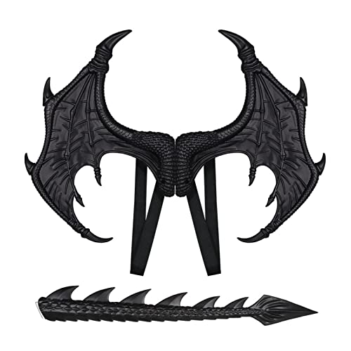Mirweon Drachen-Halloween-Dinosaurier-Schwanz für Kinder, Jungen, Mädchen, Kindergarten-Kostüm, Requisite, Drachen-Kostüm-Set von Mirweon