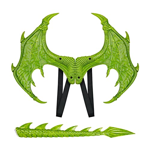 Mirweon Drachen-Halloween-Dinosaurier-Schwanz für Kinder, Jungen, Mädchen, Kindergarten-Kostüm, Requisite, Drachen-Kostüm-Set von Mirweon