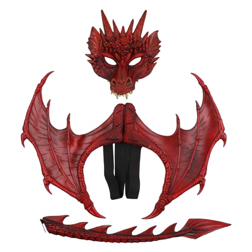 Mirweon Drachenflügel-Kostüm für Kinder, Dinosaurier-Schwanz-Set, Cosplay-Kostüm für Jungen, Mädchen, Halloween, Cosplay, Requisiten Mirweon Drachenflügel-Kostüm für Kinder, Dinosaurier-Schwanz-Set, Cosplay-Kostüm für Jungen, Mädchen, Halloween, Cosplay, Requisiten von Mirweon