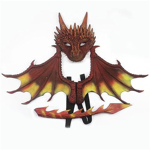 Mirweon Drachenflügel-Kostüm für Kinder, Dinosaurier-Schwanz-Set, Cosplay-Kostüm für Jungen, Mädchen, Halloween, Cosplay, Requisiten Mirweon Drachenflügel-Kostüm für Kinder, Dinosaurier-Schwanz-Set, Cosplay-Kostüm für Jungen, Mädchen, Halloween, Cosplay, Requisiten von Mirweon