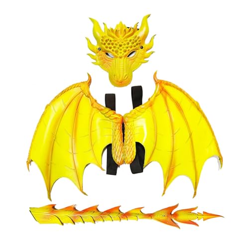 Mirweon Drachenflügel-Kostüm für Kinder, Drachenschwanz-Set, Halloween, Drache, Cosplay-Kostüm für Kinder, Jungen, Mädchen, Halloween, Cosplay, Party Mirweon Drachenflügel-Kostüm für Kinder, Drachenschwanz-Set, Halloween, Drache, Cosplay-Kostüm für Kinder, Jungen, Mädchen, Halloween, Cosplay, Party von Mirweon