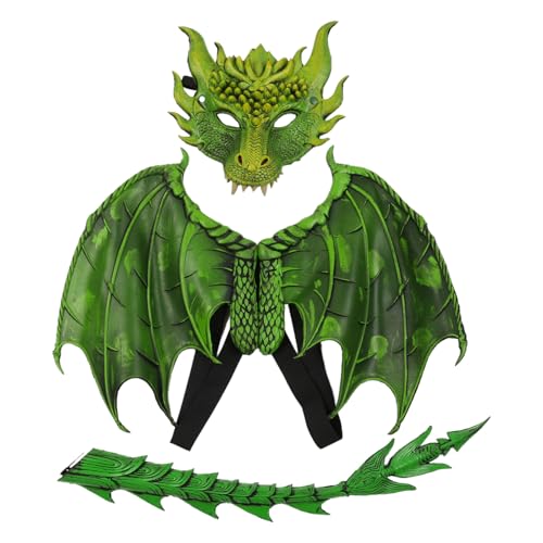 Mirweon Drachenflügel-Kostüm für Kinder, Drachenschwanz-Set, Halloween, Drache, Cosplay-Kostüm für Kinder, Jungen, Mädchen, Halloween, Cosplay, Party Mirweon Drachenflügel-Kostüm für Kinder, Drachenschwanz-Set, Halloween, Drache, Cosplay-Kostüm für Kinder, Jungen, Mädchen, Halloween, Cosplay, Party von Mirweon