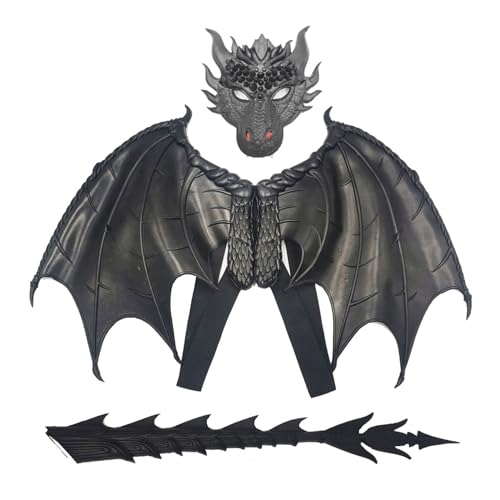 Mirweon Drachenflügel-Kostüm für Kinder, Drachenschwanz-Set, Halloween, Drache, Cosplay-Kostüm für Kinder, Jungen, Mädchen, Halloween, Cosplay, Party Mirweon Drachenflügel-Kostüm für Kinder, Drachenschwanz-Set, Halloween, Drache, Cosplay-Kostüm für Kinder, Jungen, Mädchen, Halloween, Cosplay, Party von Mirweon