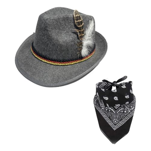 Mirweon Federhut Oktoberfest Kostüm mit Hut Schal und Herz Rahmen Brille für Herren Damen Oktoberfest Bier Mottoparty Mirweon Federhut Oktoberfest Kostüm mit Hut Schal und Herz Rahmen Brille für Herren Damen Oktoberfest Bier Mottoparty von Mirweon