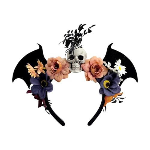 Mirweon Halloween-Party-Kopf-Accessoire, schwarz, Fledermaus-Schädel, Blumendesign, verstellbar, für Kostüme, Erwachsene, Kinder, Event-Kostüm, Kopfbedeckung für Partys Mirweon Halloween-Party-Kopf-Accessoire, schwarz, Fledermaus-Schädel, Blumendesign, verstellbar, für Kostüme, Erwachsene, Kinder, Event-Kostüm, Kopfbedeckung für Partys von Mirweon