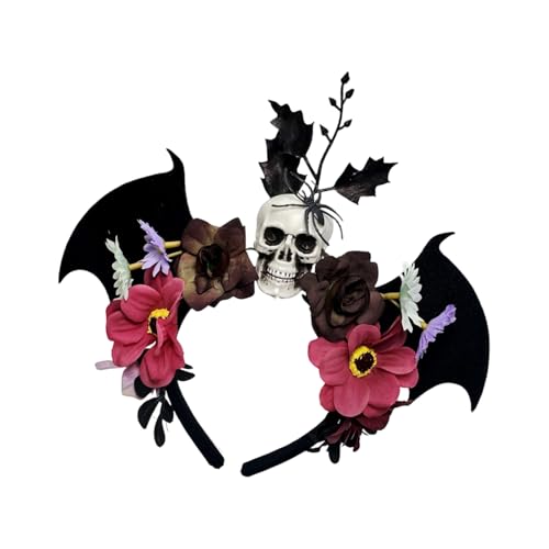 Mirweon Halloween-Party-Kopf-Accessoire, schwarz, Fledermaus-Schädel, Blumendesign, verstellbar, für Kostüme, Erwachsene, Kinder, Event-Kostüm, Kopfbedeckung für Partys Mirweon Halloween-Party-Kopf-Accessoire, schwarz, Fledermaus-Schädel, Blumendesign, verstellbar, für Kostüme, Erwachsene, Kinder, Event-Kostüm, Kopfbedeckung für Partys von Mirweon