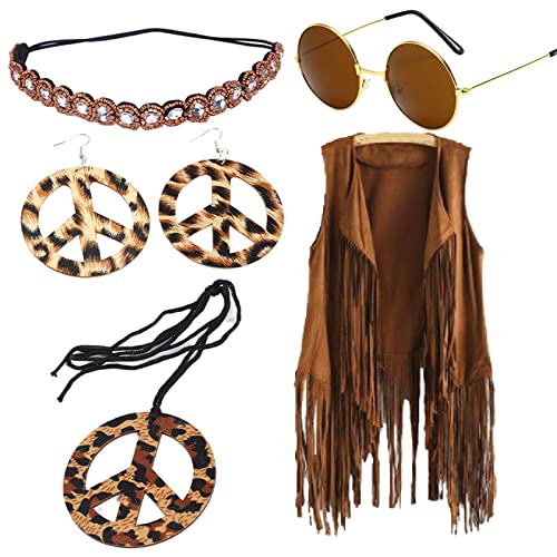 Mirweon Hippie-Kleidung Disco-Kleid Hippie-Kostüm Outfits für 70er Jahre Party Kostüm Retro-Sonnenbrille Halloween-Kostüm für Damen Mirweon Hippie-Kleidung Disco-Kleid Hippie-Kostüm Outfits für 70er Jahre Party Kostüm Retro-Sonnenbrille Halloween-Kostüm für Damen von Mirweon