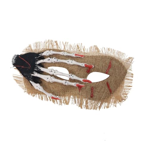 Mirweon Horror Skelettkralle Blutspritzer Halbgesicht für Cosplay Bühnenauftritte & Halloween Foto Requisiten Kostüm für Erwachsene von Mirweon