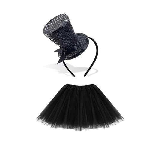 Mirweon Karnevals-Feier-Kostüm-Set, Tüllrock, Maskeraden, Festival, Mottoparty, Hut, Stirnband, Rollenspielzubehör, Kostümzubehör Mirweon Karnevals-Feier-Kostüm-Set, Tüllrock, Maskeraden, Festival, Mottoparty, Hut, Stirnband, Rollenspielzubehör, Kostümzubehör von Mirweon