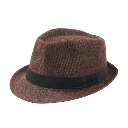 Mirweon Klassischer Fedora-Hut für Herren, mit schwarzen Bändern, kurze Krempe, Sonnenhut, Gentleman, Cosplays, Party-Kostüm-Zubehör Mirweon Klassischer Fedora-Hut für Herren, mit schwarzen Bändern, kurze Krempe, Sonnenhut, Gentleman, Cosplays, Party-Kostüm-Zubehör von Mirweon