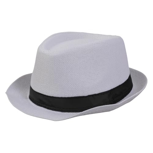 Mirweon Klassischer Fedora-Hut für Herren, mit schwarzen Bändern, kurze Krempe, Sonnenhut, Gentleman, Cosplays, Party-Kostüm-Zubehör Mirweon Klassischer Fedora-Hut für Herren, mit schwarzen Bändern, kurze Krempe, Sonnenhut, Gentleman, Cosplays, Party-Kostüm-Zubehör von Mirweon