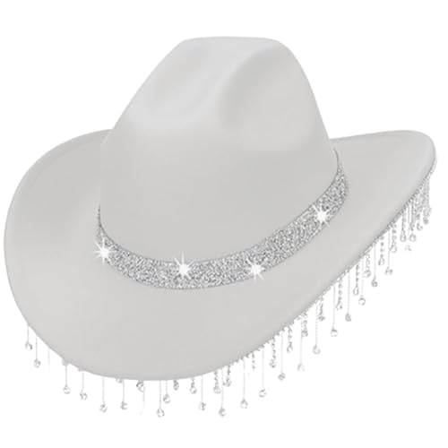 Mirweon Lustiger Partyhut, Cowboyhut, Westernhut, Damen, Erwachsene, Cowboyhut, Giltter, Strass-Hut, Kostümzubehör von Mirweon